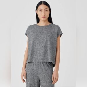 Eileen Fisher square square top and drawstring jogger set in ash color